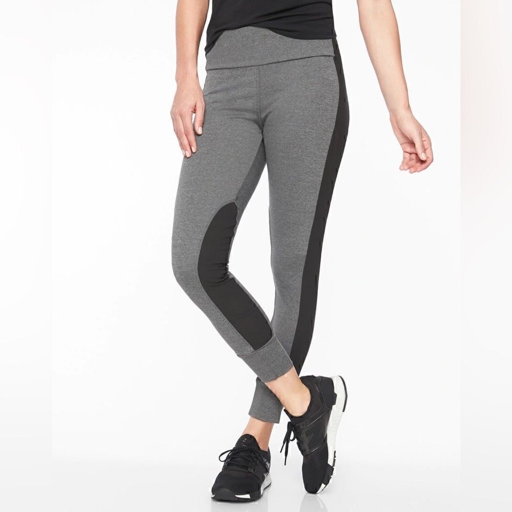 Athleta Essex Hybrid Tights (Heathered Black) - XS